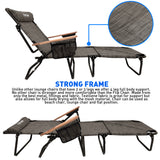 EasyGo Product FLIP Face Down Tanning Chaise Lounge Chair with Face & Arm Holes - 4 Legs Support - Textilene Material - 6 Position - Arm Head Rest Pillow - Beach or Home Use - PATENTS Pending, Brown
