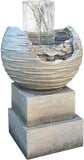 Vortex Rock Water Fountain with 6 LED Lights –Fiberglass Resin – Outdoor or Indoor Use – 2 Lights - Large 36” Tall X 21” Wide