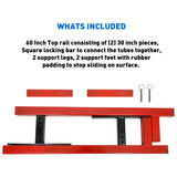 Rad Rail Skateboard Ramp Grind Rail – Heavy Duty 1.75” Square Flat Bar – 3 Height Adjust – 5 Foot Long – Driveway, Street, Ramp or Skatepark - Snowboard, Scooter Etc. – No Tools Required, Red/Black