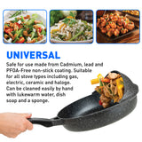 Professional Flip Frying Pan 11” – Fry Pan W/3 Layer Cast Non-Stick Coating – PFOA Free - Marble Finish - Patent Pending