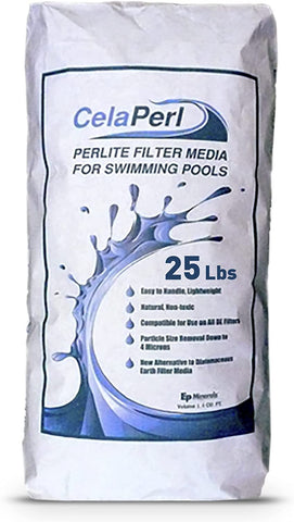 CelaPerl Perlite Filter Aid – Diatomaceous Earth Alternative - Swimming Pool & Spa Filtration – 24 Pounds = 48 Pounds DE