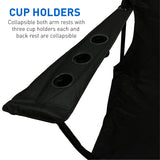 Giant Oversized XXXL Big Portable Folding Camping Beach Outdoor Chair with 6 Cup Holders! Fold Compact into Carry Bag (Black)