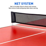 Mini Kids Ping Pong Table Tennis – Space Saving & Easy Storage – Includes (2) Regulation Paddles (4) Balls and (1) Net – Table Size 4 Foot X 2 Foot – Legs 24”-28” Tall - RED