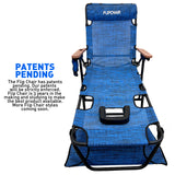 EasyGo Product FLIP Face Down Tanning Chaise Lounge Chair with Face & Arm Holes - 4 Legs Support - Textilene Material - 6 Position - Arm Head Rest Pillow - Beach or Home Use - PATENTS Pending, Blue