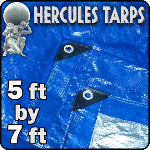 5' x 7' - Hercules Tarp Heavy Duty Tarp Cover Waterproof Tarpaulin Plastic Tarp Protection Sheet Shelter for Ca