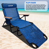 EasyGo Product FLIP Face Down Tanning Chaise Lounge Chair with Face & Arm Holes - 4 Legs Support - Textilene Material - 6 Position - Arm Head Rest Pillow - Beach or Home Use - PATENTS Pending, Blue