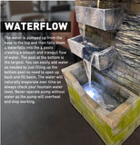 EasyGoProducts 4 Tier Rock Water Fountain with LED Light Made from Fiberglass Resin - Outdoor Or Indoor, Large 40” Tall X 20” Wide, Grey