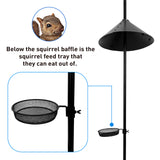 EasyGo Product Shepherd Hook Squirrel Proof Bird Feeder – Wild Bird Station - Powder Coated 90 Inch Steel Pole – Squirrel Baffle – 1 Bird Feeder – 1 Squirrel Peanut Feeder - 5 Prong Base – PATENTS PENDING