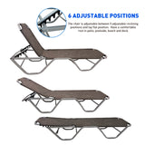 EasyGo Patio Chaise Lounger – Aluminum Patio Sun Lounge Chair – Adjustable Reclining – Outdoor Patio Beach Porch Swing Pool - Five-Position Recliner - Lightweight All Weather – BROWN 2 PACK