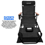 EasyGo Product FLIP Face Down Tanning Chaise Lounge Chair with Face & Arm Holes - 4 Legs Support - Textilene Material - 6 Position - Arm Head Rest Pillow - Beach or Home Use - PATENTS Pending, Black