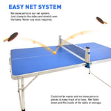 EasyGo Product Ping Pong Table Tennis Space Saving & Easy Storage Includes (2) Regulation Paddles (3) Balls and (1) Easy Clamp Net Table Size 5 Foot X 2.5 Foot Legs 24”-28” Tall - Blue 5ft