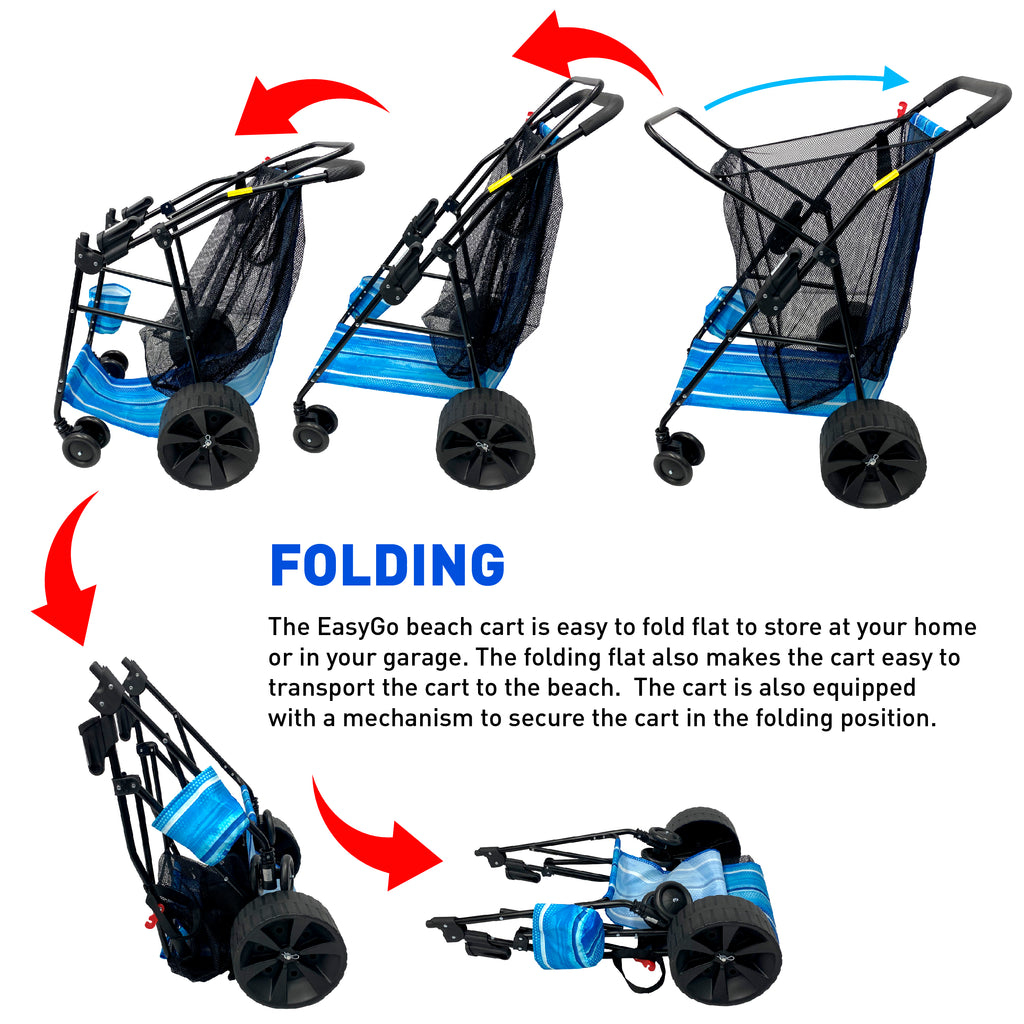 EasyGo Product Beach Cart Deluxe – Heavy Duty Folding Cart Beach Wagon – EasyGo  Products