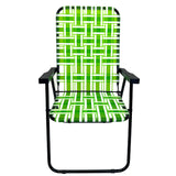 Web Chair – Lightweight & Portable – Retro Style Lawn Chair – High Back Design - Outdoor Chair for Backyard, Camping, Sporting Events, Concerts, Football Games – Easy Folding (Dark/Light Green) 1 Pack