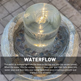 Vortex Rock Water Fountain with 6 LED Lights –Fiberglass Resin – Outdoor or Indoor Use – 2 Lights - Large 36” Tall X 21” Wide