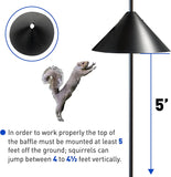 Squirrel Proof Bird Feeder Baffle Guard – Pole Mount and Hanging - Powder Coated Steel – Wrap Around Heavy-Duty Steel Design – Includes All Accessories – Black - 18 Inch Diameter – 1 Pack