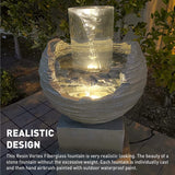 Vortex Rock Water Fountain with 6 LED Lights –Fiberglass Resin – Outdoor or Indoor Use – 2 Lights - Large 36” Tall X 21” Wide