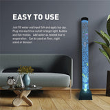Bubble Tube Floor Fish Aquarium Lamp Kids Birthday or Christmas Gift–Lava Style Moon Lamp-Kids Room Lamp–Autism Sensory Lamp 4 Foot (48in) 20 Color Light Remote