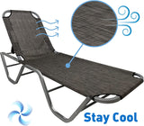 EasyGo Product Chaise Lounger – Aluminum Sun Lounge Chair – Adjustable Outdoor Patio Beach Porch Swing Pool-Five-Position Recliner-Lightweight All Weather, 1 Pack Brown