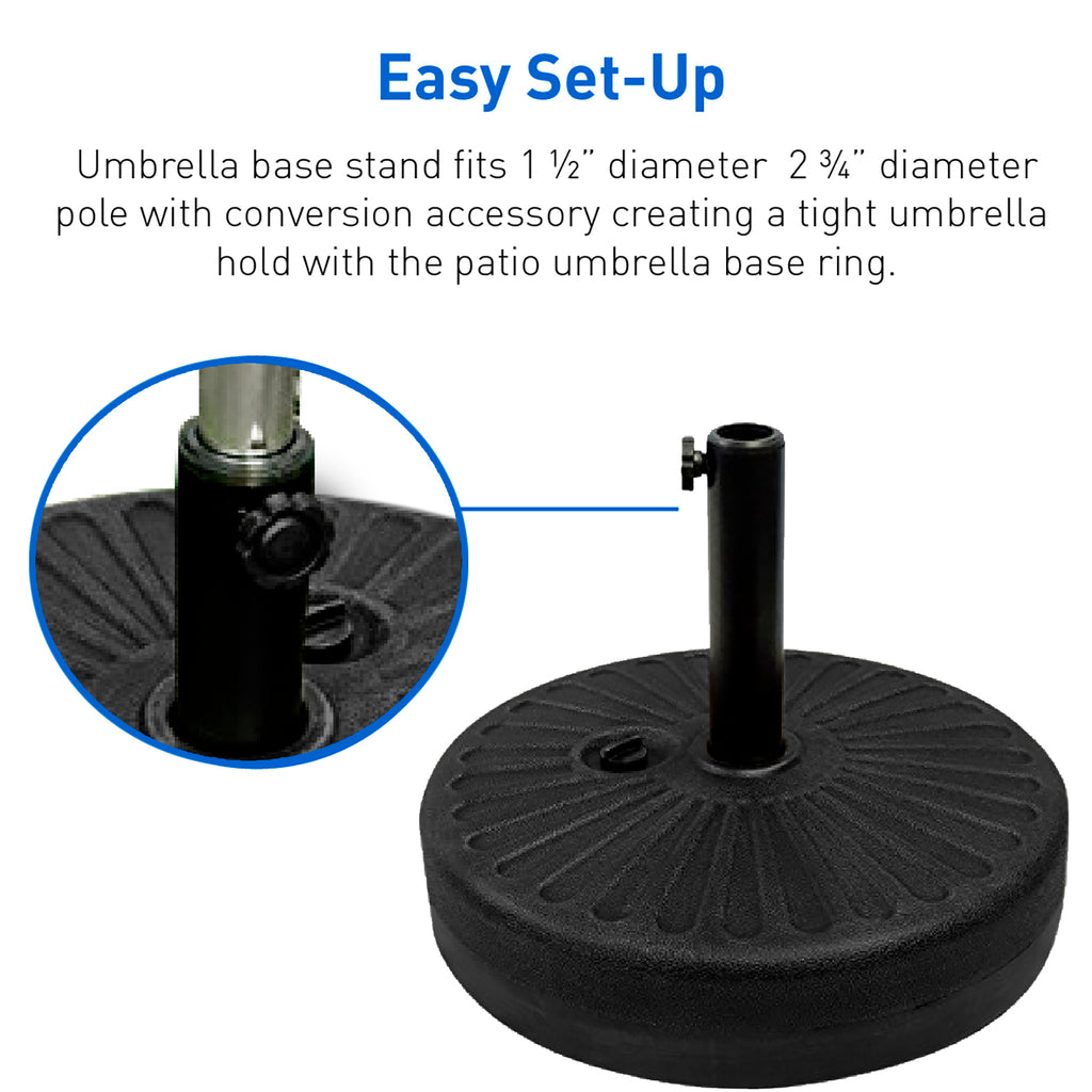 EasyGo Round Umbrella Base Weight Black Finish 50 Pound Water or Sa