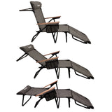 EasyGo Product FLIP Face Down Tanning Chaise Lounge Chair with Face & Arm Holes - 4 Legs Support - Textilene Material - 6 Position - Arm Head Rest Pillow - Beach or Home Use - PATENTS Pending, Brown