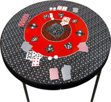 Poker Table Top Pad – for Texas Holdem Casino Style – 48” X 48” Round – Portable Rolling Rubber Folding Mat – Professional 3 Layers-Includes Carry Bag, 48 Black