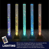 Bubble Tube Floor Fish Aquarium Lamp Kids Birthday or Christmas Gift–Lava Style Moon Lamp-Kids Room Lamp–Autism Sensory Lamp 4 Foot (48in) 20 Color Light Remote