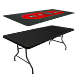 Poker Table & Top Pad – Great for Texas Holdem Casino Style – 78” X 36” Rectangle Table and Mat – Portable Rolling Rubber is Foldable – Professional 3 Layers - Includes Carry Bag, Black