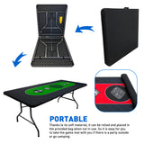 Poker Table & Top Pad – Great for Texas Holdem Casino Style – 78” X 36”Rectangle Table and Mat – Portable Rolling Rubber is Foldable – Professional 3 Layers - Includes Carry Bag, Green