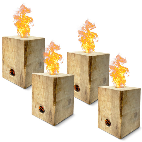 Burning BLOX Campfire Bonfire Firewood – Easy Light – Easy Clean-Up – Great for Camping, Beach and Cooking – Burns from Inside Out – 8” x 8” X 8” – Burns 2 Hours - Bonus 2 Fatwood Starters – Qty 4