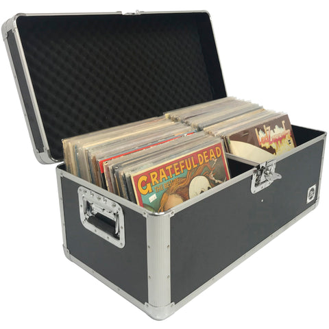 Classic Acts Vinyl Record Album Storage Case – Aluminum Lp Record Player Crates for Records – Holds up to 150 Records