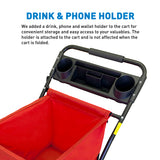 EasyGo Deluxe Cart Folding Grocery Shopping and Laundry Utility Cart – Unique Double Level Cart - Front Swivel Wheels - Easy Folding - 150lbs Capacity – Patent Pending – RED