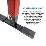 Rad Rail Skateboard Ramp Grind Rail – Heavy Duty 1.75” Square Flat Bar – 3 Height Adjust – 5 Foot Long – Driveway, Street, Ramp or Skatepark - Snowboard, Scooter Etc. – No Tools Required, Red/Black