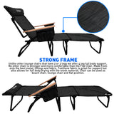 EasyGo Product FLIP Face Down Tanning Chaise Lounge Chair with Face & Arm Holes - 4 Legs Support - Textilene Material - 6 Position - Arm Head Rest Pillow - Beach or Home Use - PATENTS Pending, Black