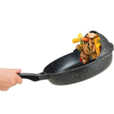 Professional Flip Frying Pan 11” – Fry Pan W/3 Layer Cast Non-Stick Coating – PFOA Free - Marble Finish - Patent Pending