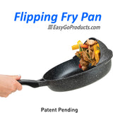 Professional Flip Frying Pan 11” – Fry Pan W/3 Layer Cast Non-Stick Coating – PFOA Free - Marble Finish - Patent Pending