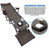 EasyGo Product FLIP Face Down Tanning Chaise Lounge Chair with Face & Arm Holes - 4 Legs Support - Textilene Material - 6 Position - Arm Head Rest Pillow - Beach or Home Use - PATENTS Pending, Brown