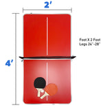 Mini Kids Ping Pong Table Tennis – Space Saving & Easy Storage – Includes (2) Regulation Paddles (4) Balls and (1) Net – Table Size 4 Foot X 2 Foot – Legs 24”-28” Tall - RED