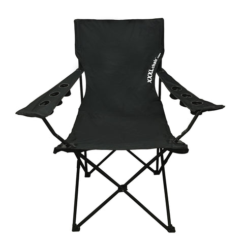 Giant Oversized XXXL Big Portable Folding Camping Beach Outdoor Chair with 6 Cup Holders! Fold Compact into Carry Bag (Black)