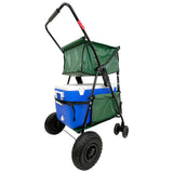 Fishing Cart Wagon - Holds 5 Fishing Poles – LARGE Air Wheels – Cooler Platform – Storage Pouch – Fits in Trunk of Car - Great for Piers, Lakes, Rivers and Beaches Green