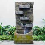 EasyGoProducts 4 Tier Rock Water Fountain with LED Light Made from Fiberglass Resin - Outdoor Or Indoor, Large 40” Tall X 20” Wide, Grey