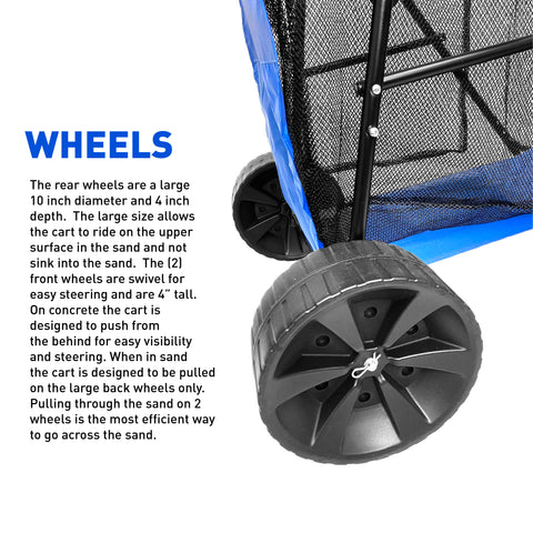 EasyGo Beach Cart Deluxe–Heavy Duty Folding Design–Large Wheels