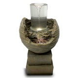 Vortex Rock Water Fountain with 6 LED Lights –Fiberglass Resin – Outdoor or Indoor Use – 2 Lights - Large 36” Tall X 21” Wide