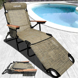 EasyGo Product FLIP Face Down Tanning Chaise Lounge Chair with Face & Arm Holes - 4 Legs Support - Textilene Material - 6 Position - Arm Head Rest Pillow - Beach or Home Use - PATENTS Pending, Tan