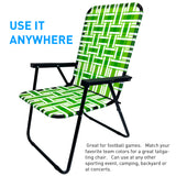 Web Chair – Lightweight & Portable – Retro Style Lawn Chair – High Back Design - Outdoor Chair for Backyard, Camping, Sporting Events, Concerts, Football Games – Easy Folding (Dark/Light Green) 1 Pack