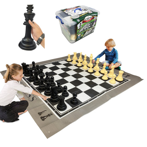 EasyGo Giant 6 Feet X 5 Feet Mat Chess Game – Indoor Outdoor Large Yard Lawn Family Game –– Pieces Range from 6”–10” Inc