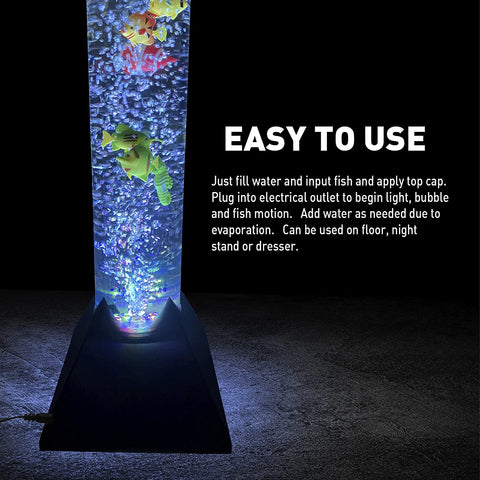 Baby Aquarium Color Changing Bubble Fish Aquarium Light - Desktop LED Sensory Bubble Tube With Moving Fish, Night Light For Kids & Adults Calming Light For Autism
