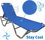 EasyGo Product Chaise Lounger – Aluminum Sun Lounge Chair – Adjustable Outdoor Patio Beach Porch Swing Pool-Five-Position Recliner-Lightweight All Weather, 1 Pack Blue