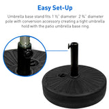 EasyGo Round Umbrella Base Weight – Black Finish –50 Pound Water or Sand Weighted Plastic Universal Stand