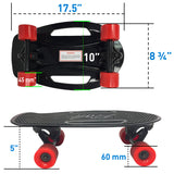 Fish Adults and Kids Skateboard – Mini Longboard Cruiser – Light Weight and Portable – Beginners to Experts, Red