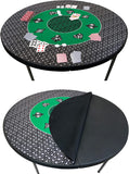 Poker Table Top Pad – for Texas Holdem Casino Style – 48” X 48” Round – Portable Rolling Rubber Folding Mat – Professional 3 Layers-Includes Carry Bag, 48 Green